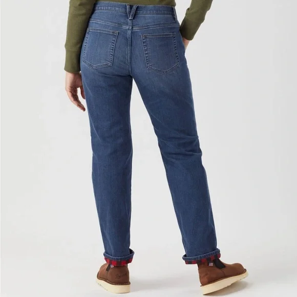 Duluth Trading Co Women's Classic lined Indigo Straight Jeans - Picture 2 of 8